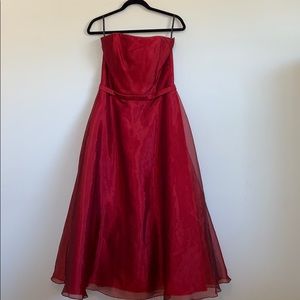 Crimson Red Strapless Evening Dress